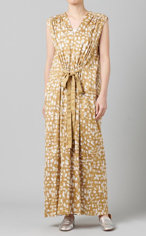 プリントウエストリボンワンピース