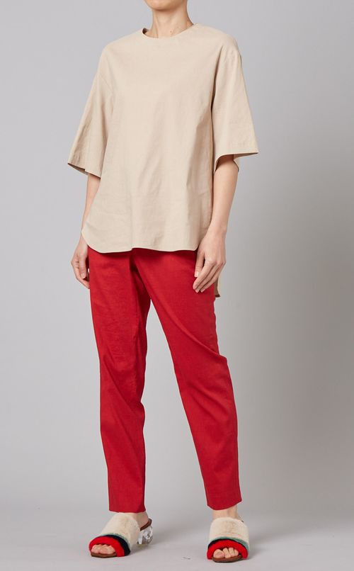 リネン混ルーズフィットプルオーバー