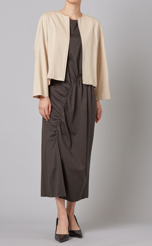 ノーカラーショートブルゾン