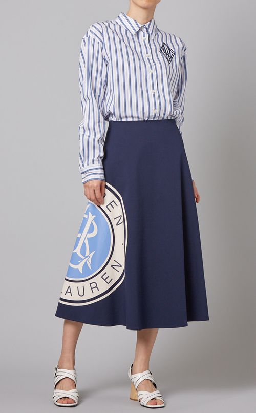 ロゴ入りストライプシャツ