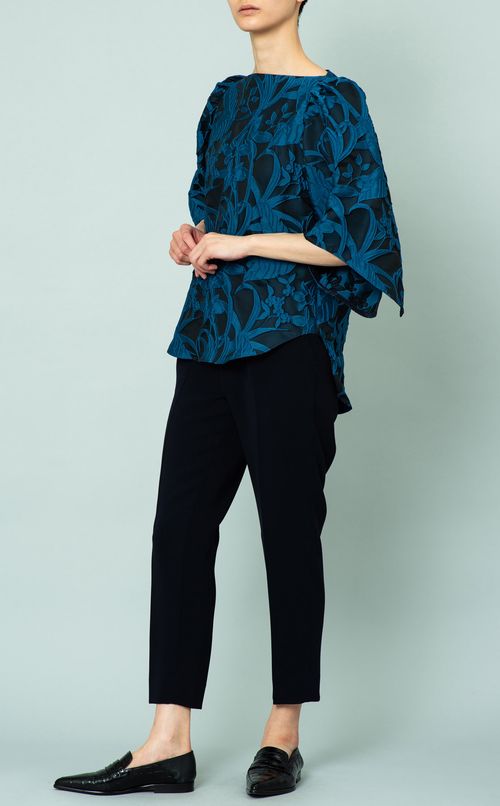 フラワーパフスリーブブラウス