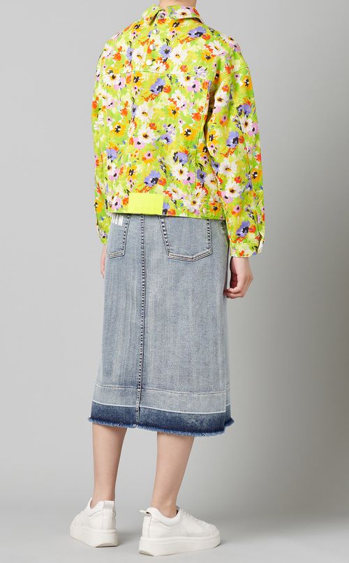 フラワープリントデニムブルゾン