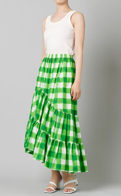 イレギュラーヘムティアードスカート