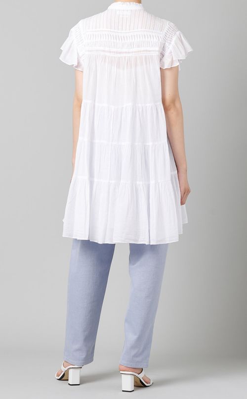 ピンタックコットンティアードブラウス