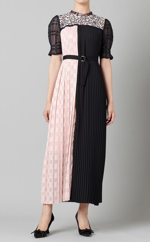 ブロックプリーツワンピース