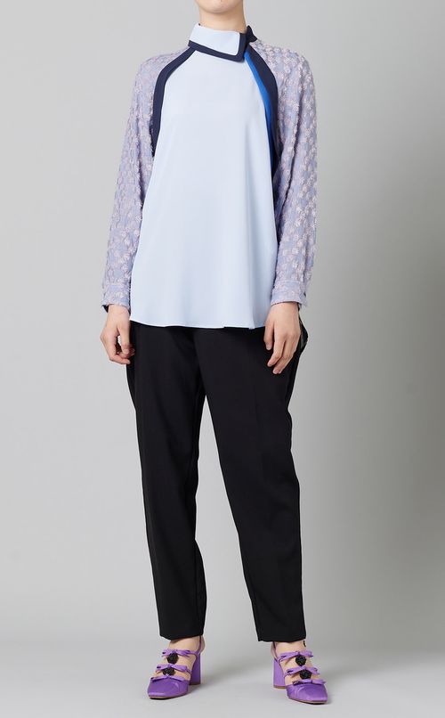 アシンメトリーカラーレイヤードシャツ