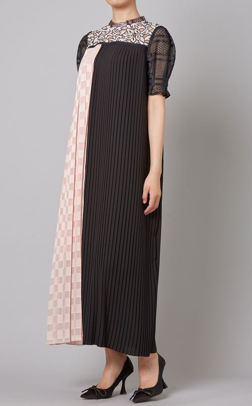 ブロックプリーツワンピース