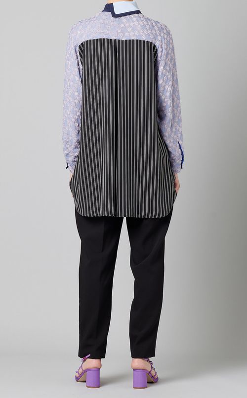 アシンメトリーカラーレイヤードシャツ