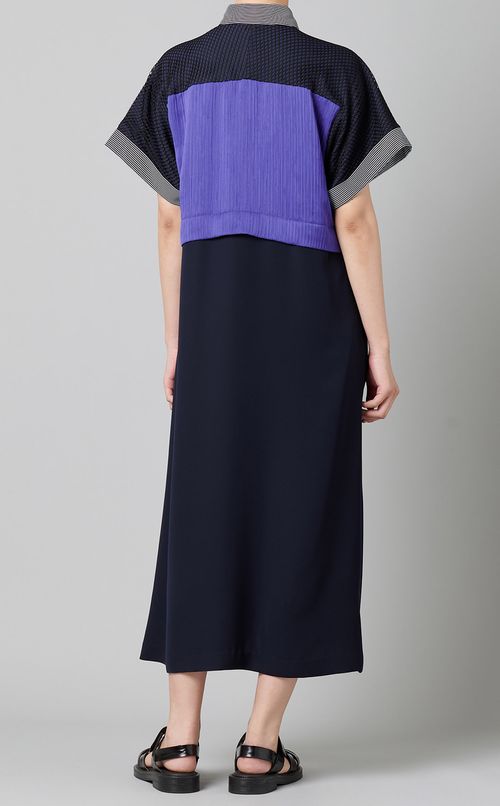 メッシュデザインシャツワンピース