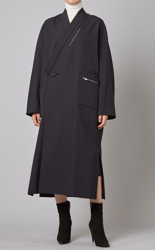 ノーカラーオーバーコート