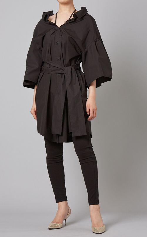 ボリュームスリーブシャツワンピース