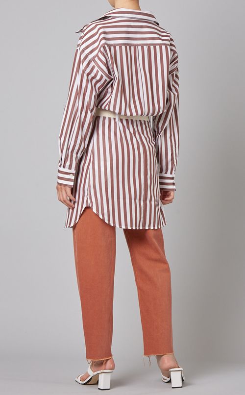 ラップストライプロングシャツ