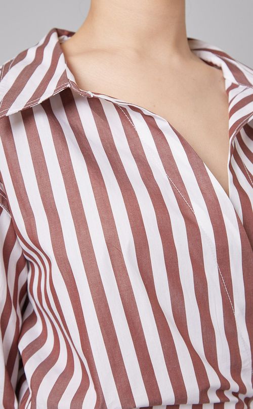 ラップストライプロングシャツ