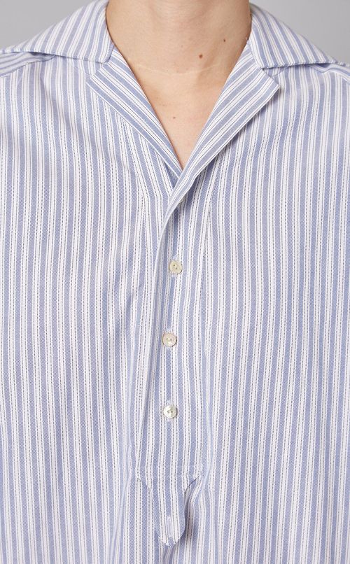 コットンストライプシャツワンピース