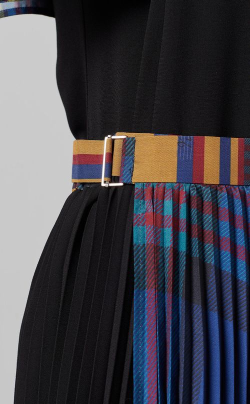 プリーツ切替ラップスカート