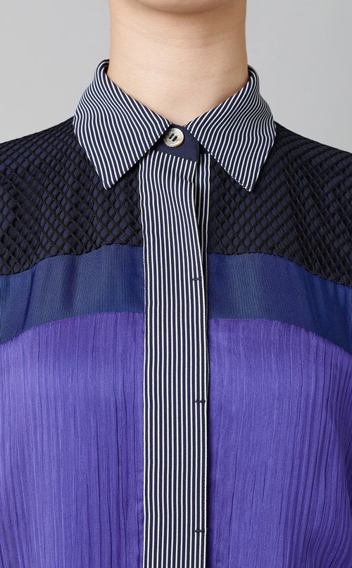 メッシュデザインシャツワンピース