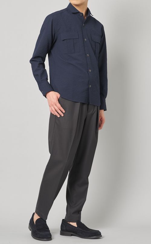 シアサッカーシャツジャケット