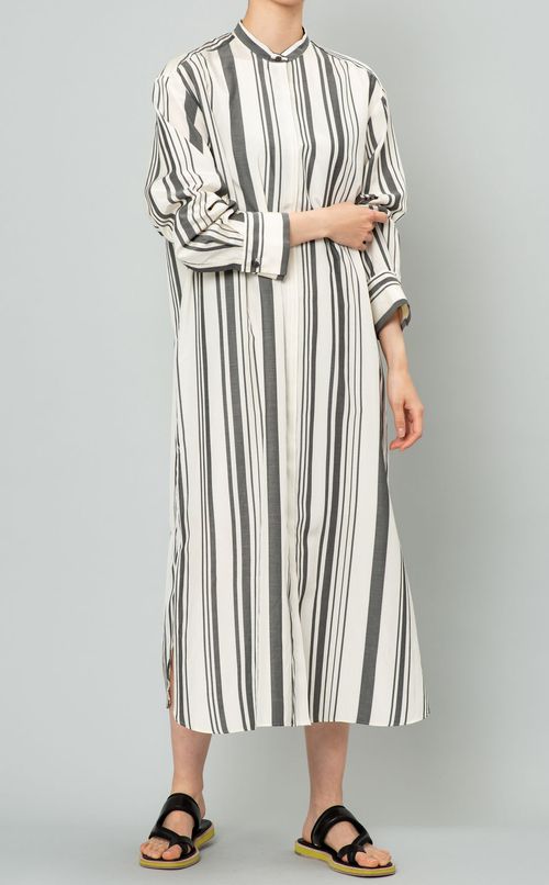 シルクストライプシャツワンピース