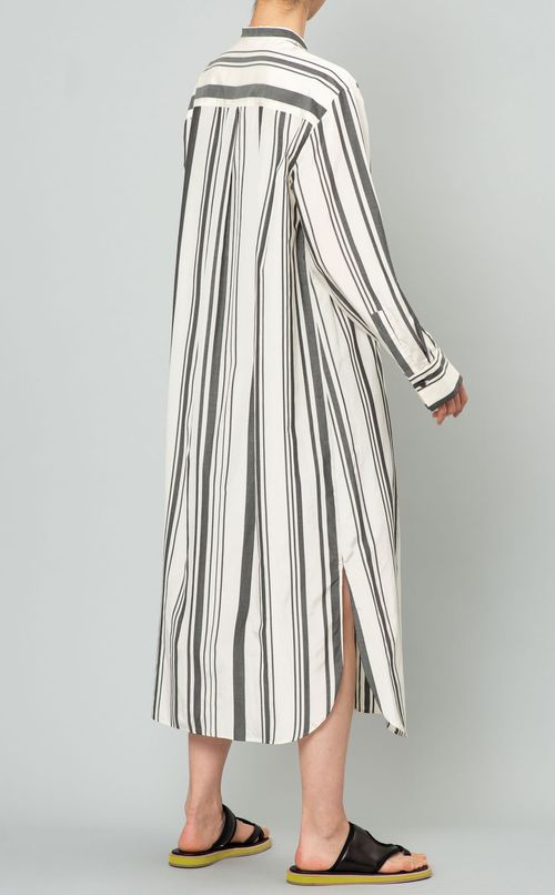 シルクストライプシャツワンピース