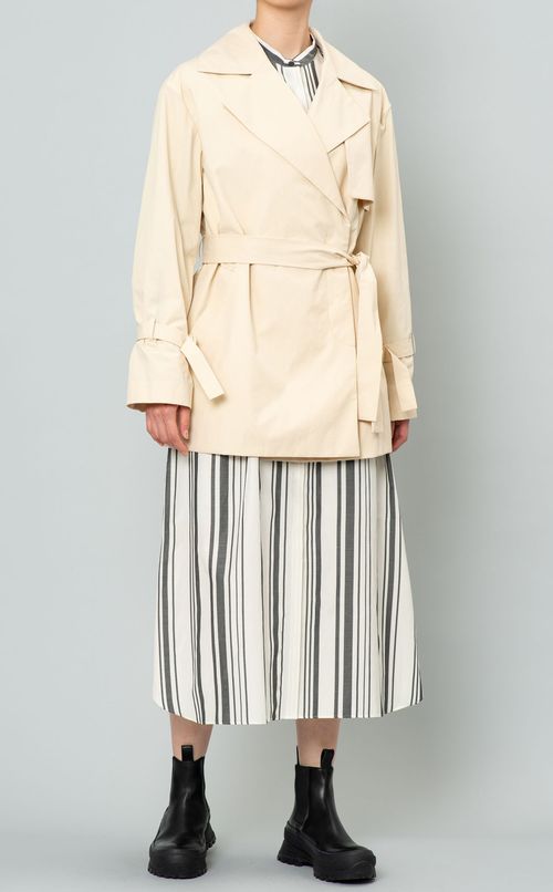 シルクストライプシャツワンピース