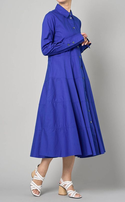 コットン長袖ロングシャツワンピース