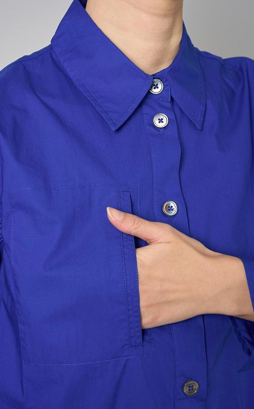 コットン長袖ロングシャツワンピース