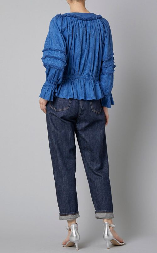 カットジャガードフリンジブラウス