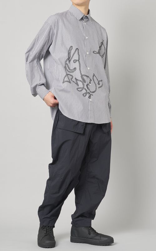 コットンストライプロングスリーブシャツ