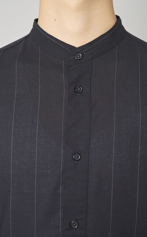 ストライプバンドカラーシャツ