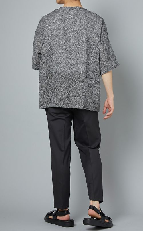 メッシュボートネックニット