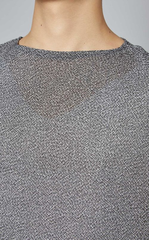 メッシュボートネックニット