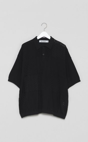 《手洗い可》コットンパネルニットポロシャツ