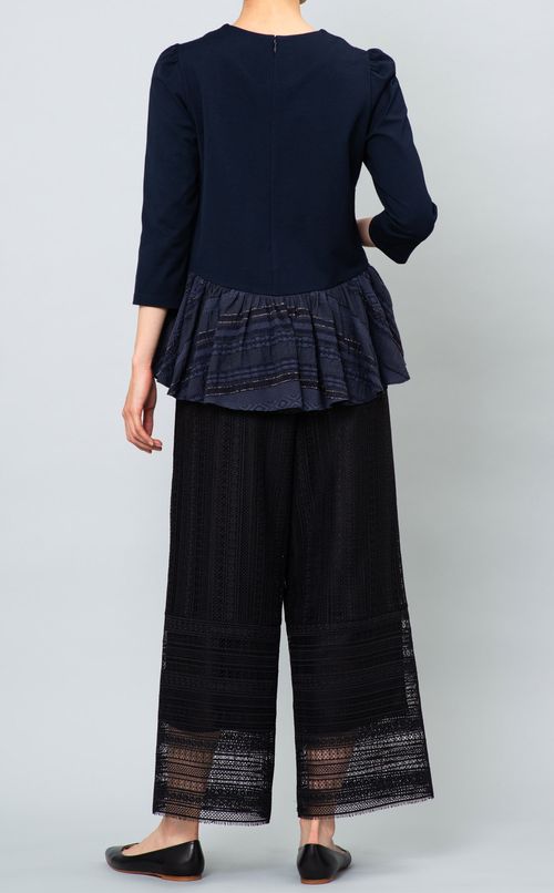 ジャガードフレアTブラウス