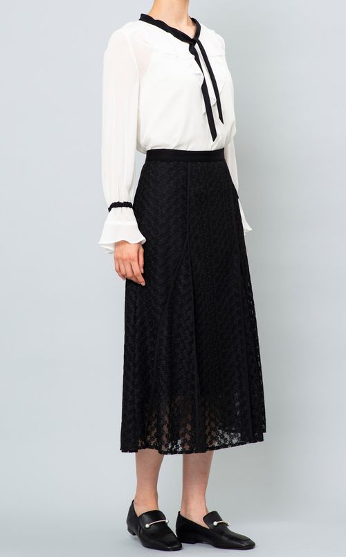 レースパイピング切替ミディスカート