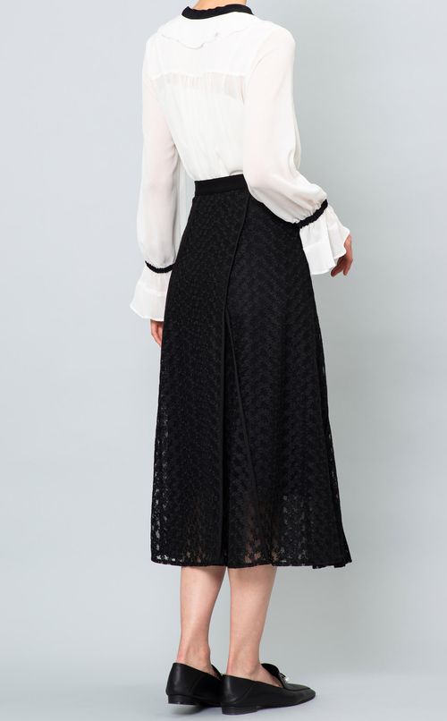 レースパイピング切替ミディスカート