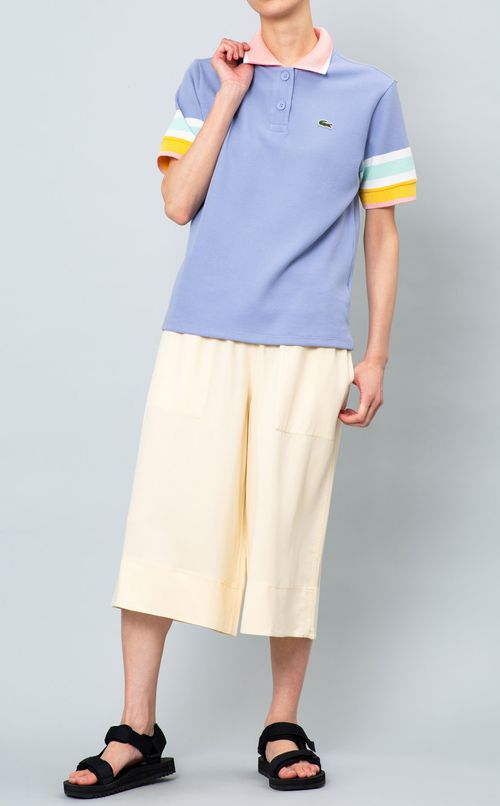 袖ボーダーポロシャツ