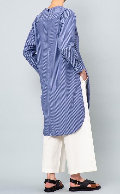 コットンハイスリットロングシャツ