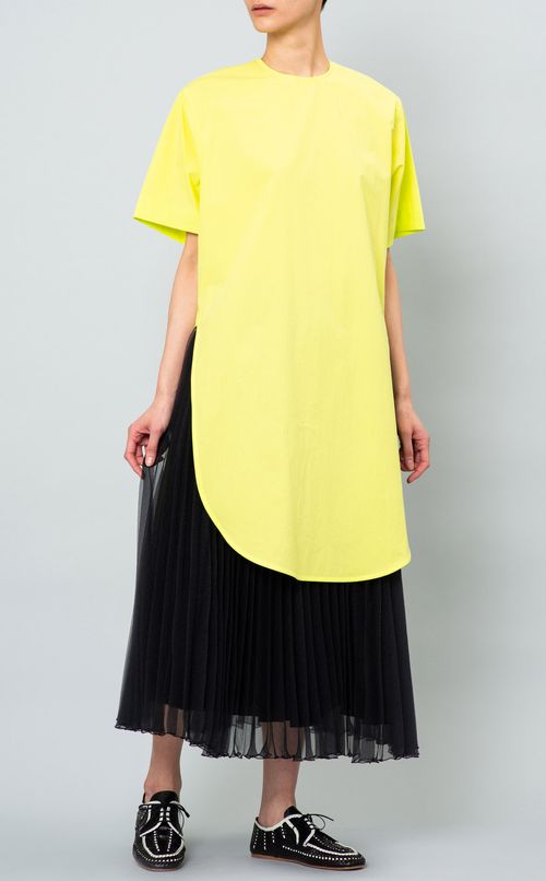 コットンハイスリット半袖シャツ