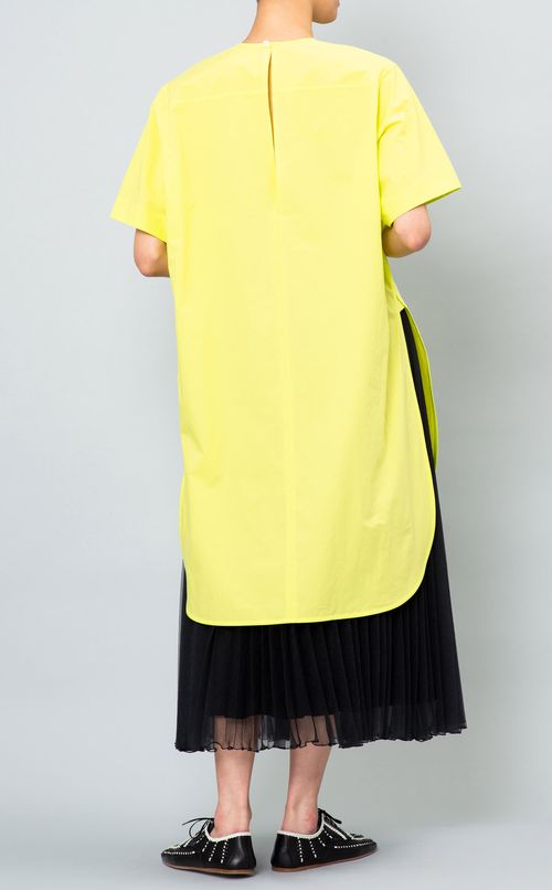 コットンハイスリット半袖シャツ