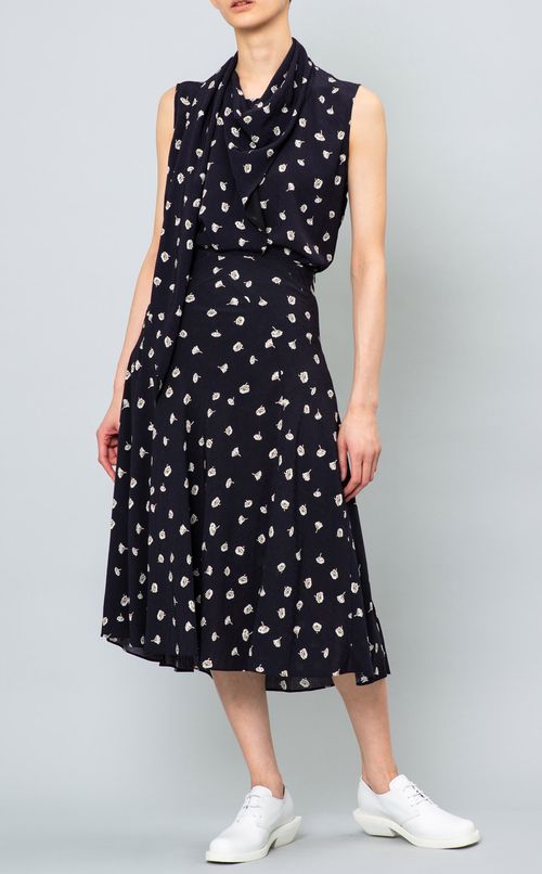 フラワープリントミディスカート