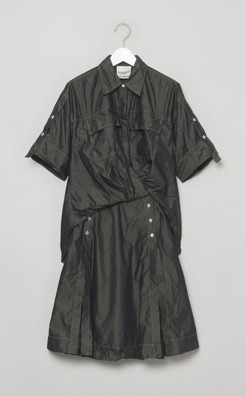 【reADdress】ドレープショートスリーブシャツワンピース