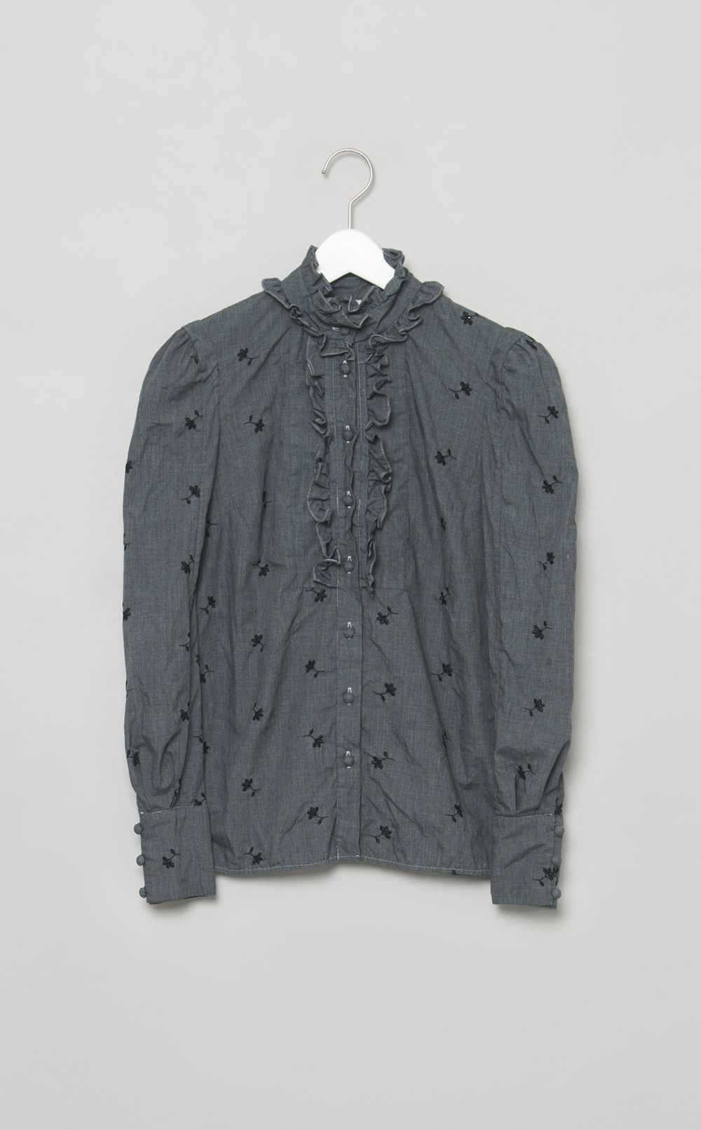 【reADdress】フラワープリントフリルデザインシャツ