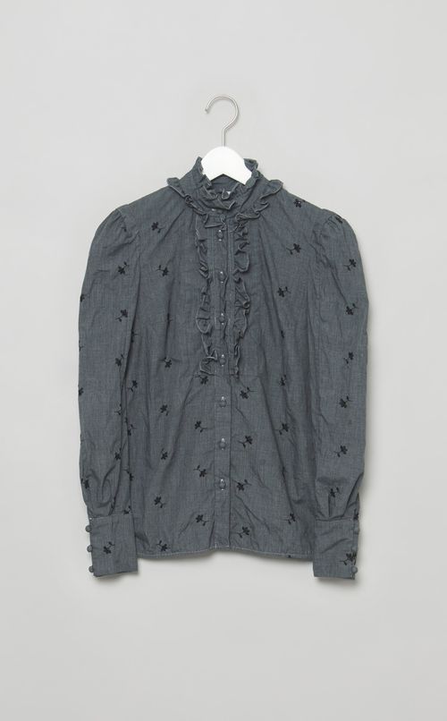 【reADdress】フラワープリントフリルデザインシャツ