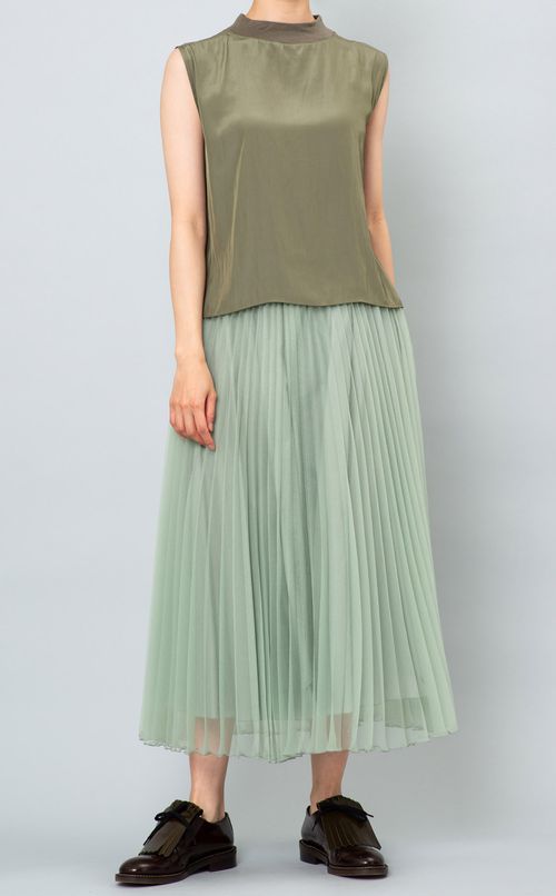 サークルプリーツミディスカート