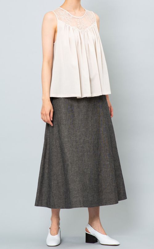 シャンブレーサスペンダー付スカート