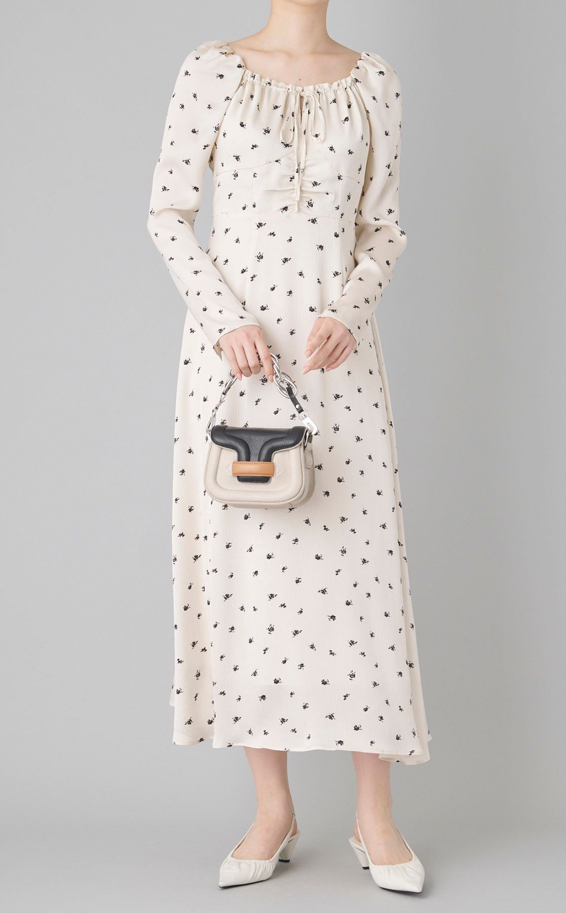 FRAY I.D｜クレープサテンプリントワンピース