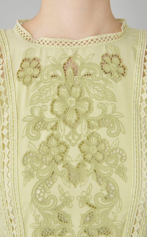 カットワークコンビレースドレス