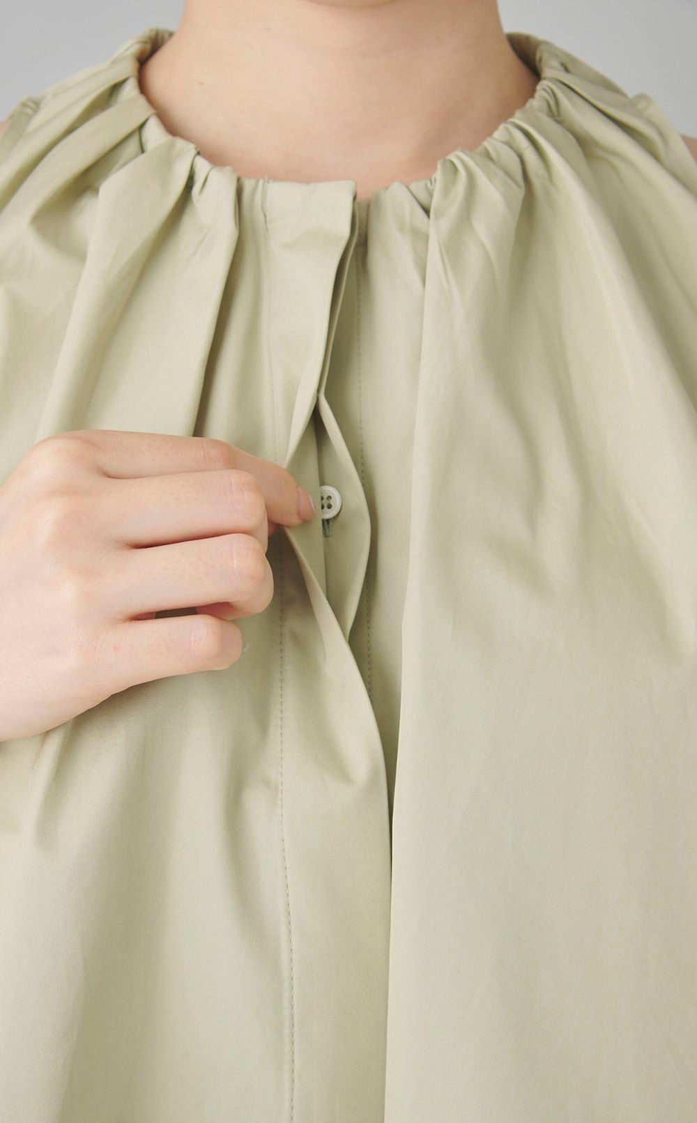 コットンギャザーチュニックブラウス