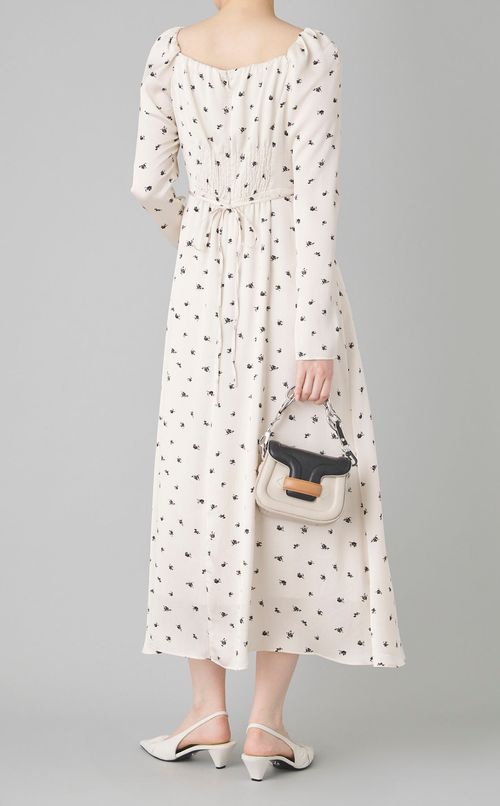 クレープサテンプリントワンピース