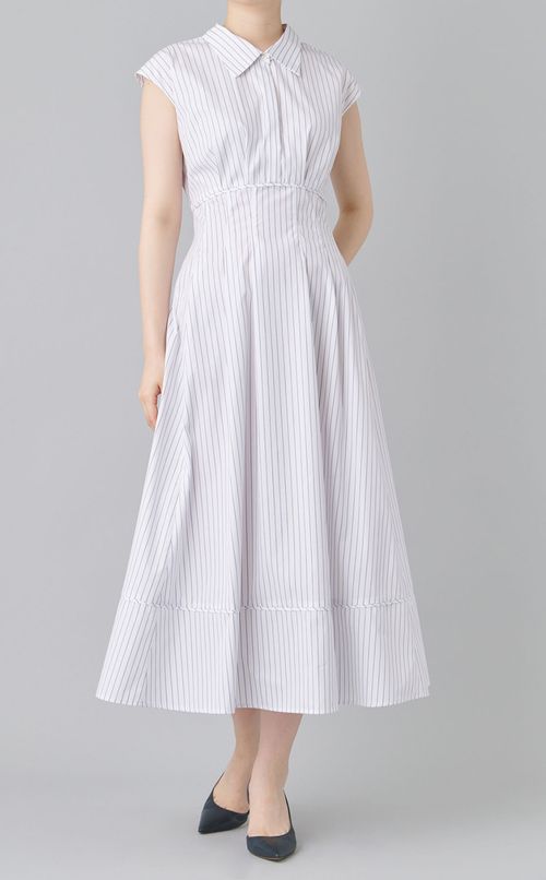 2wayネックフレアシャツワンピース